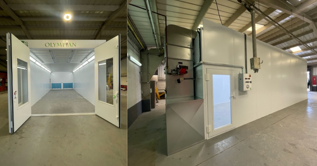 Rear extraction spray booth